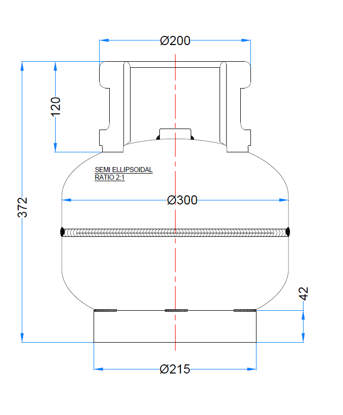 Design of 5.5 Kg LPG Camping Cylinder Type-4 with Dimensions Displayed